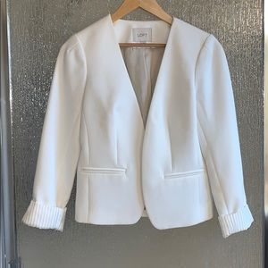 LOFT White Open Front Blazer